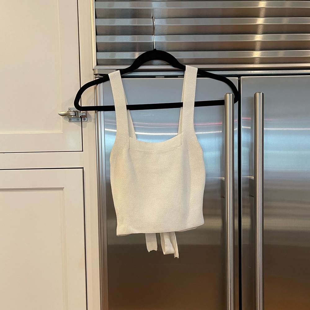 Urban Outfitters Cream Knit Top with Tie Size Small